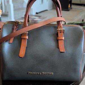Dooney & Bourke Black Satchel with Brown Trim